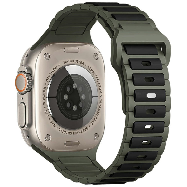 KALEBOL Silicone Watch Strap Apple Watch Series 10 46mm - Black + Green#serie_7