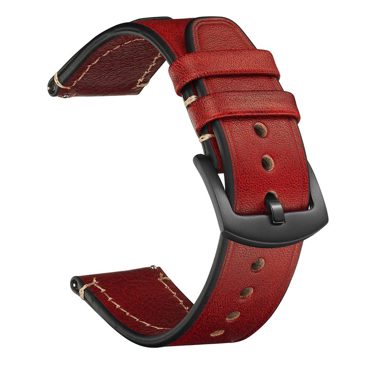20mm Strap Samsung Galaxy Watch7 / FE 40mm / Garmin Forerunner 165 / Huami Amazfit Bip 3 Genuine Cow Leather Watch Band - Red#serie_3