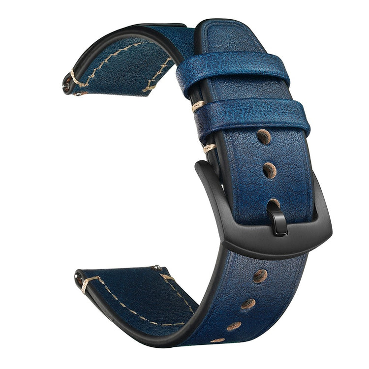 20mm Strap Samsung Galaxy Watch7 / FE 40mm / Garmin Forerunner 165 / Huami Amazfit Bip 3 Genuine Cow Leather Watch Band - Blue#serie_4