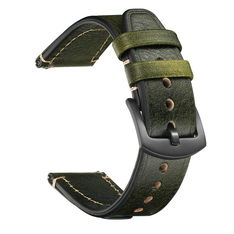20mm Strap Samsung Galaxy Watch7 / FE 40mm / Garmin Forerunner 165 / Huami Amazfit Bip 3 Genuine Cow Leather Watch Band - Green#serie_5