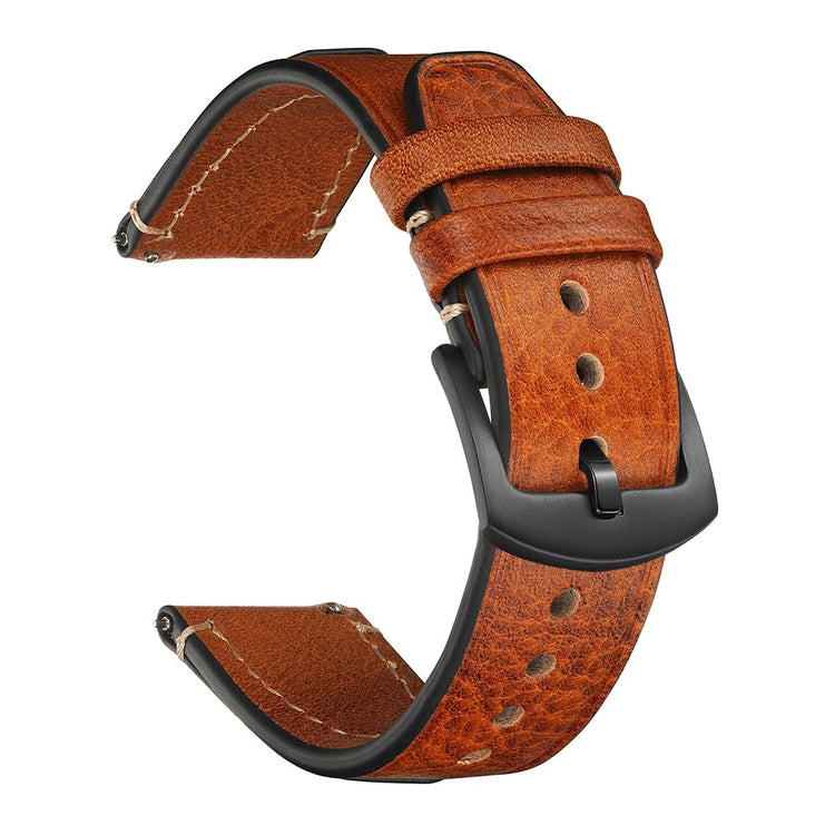 20mm Strap Samsung Galaxy Watch7 / FE 40mm / Garmin Forerunner 165 / Huami Amazfit Bip 3 Genuine Cow Leather Watch Band - Brownish Red#serie_7