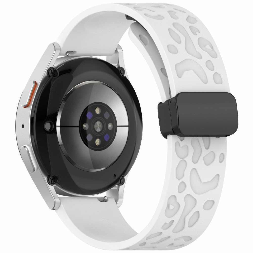 KALEBOL 20mm Magnetic Silicone Strap Samsung Galaxy Watch6 Classic 47mm / 43mm / Huawei Watch GT 3 Pro 43mm Leopard Print Watch Band - White#serie_2