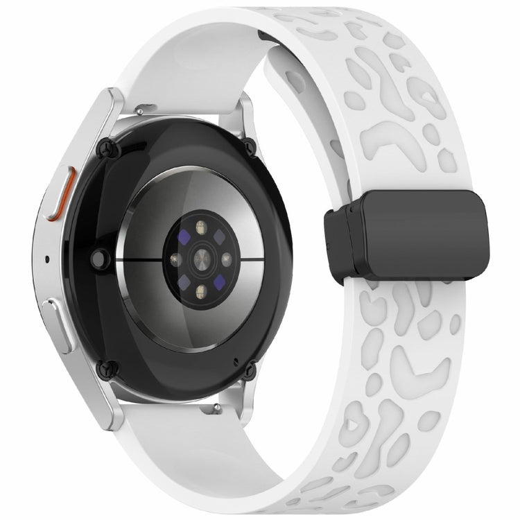 KALEBOL 20mm Magnetic Silicone Strap Samsung Galaxy Watch6 Classic 47mm / 43mm / Huawei Watch GT 3 Pro 43mm Leopard Print Watch Band - White#serie_2