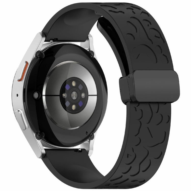 KALEBOL 20mm Magnetic Silicone Strap Samsung Galaxy Watch6 Classic 47mm / 43mm / Huawei Watch GT 3 Pro 43mm Leopard Print Watch Band - Black#serie_4