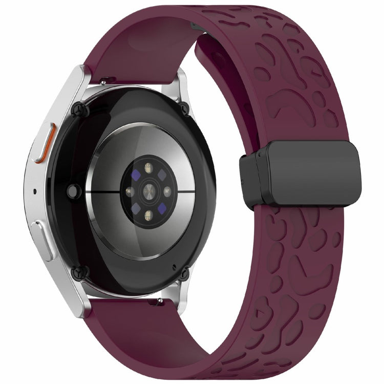 KALEBOL 20mm Magnetic Silicone Strap Samsung Galaxy Watch6 Classic 47mm / 43mm / Huawei Watch GT 3 Pro 43mm Leopard Print Watch Band - Wine Red#serie_6