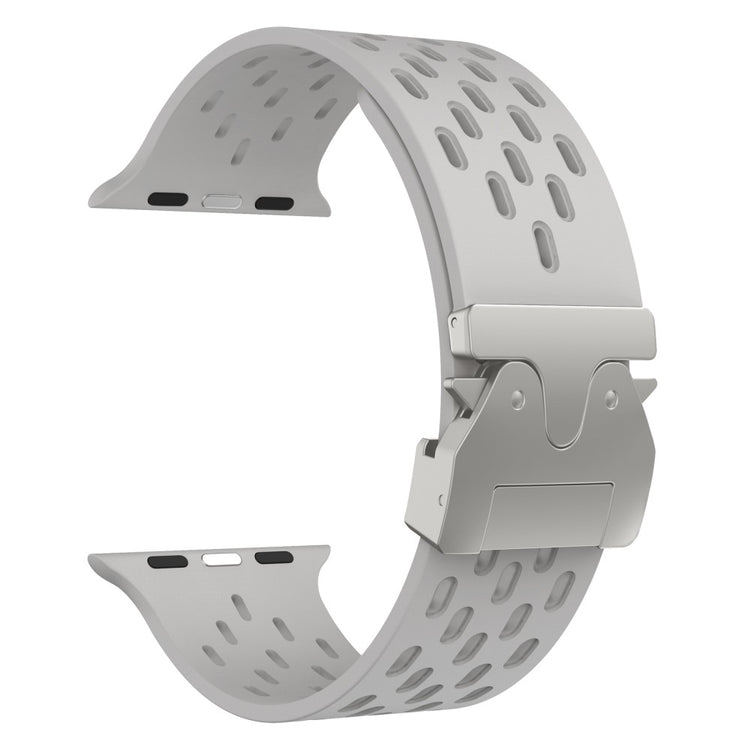 KALEBOL Silicone Band Apple Watch Series 10 46mm Hollow Strap with Silver Buckle - Grey#serie_4
