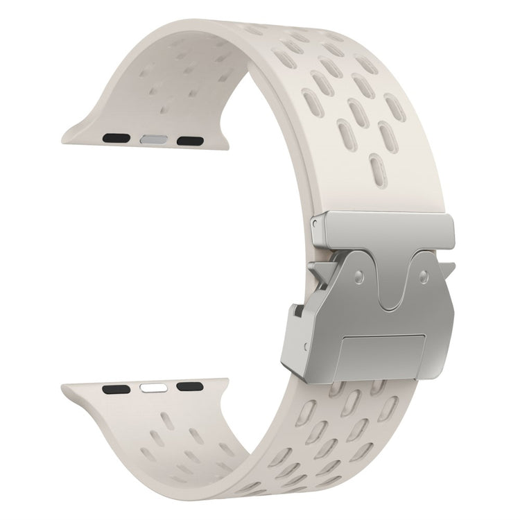 KALEBOL Silicone Band Apple Watch Series 10 46mm Hollow Strap with Silver Buckle - Starlight#serie_11