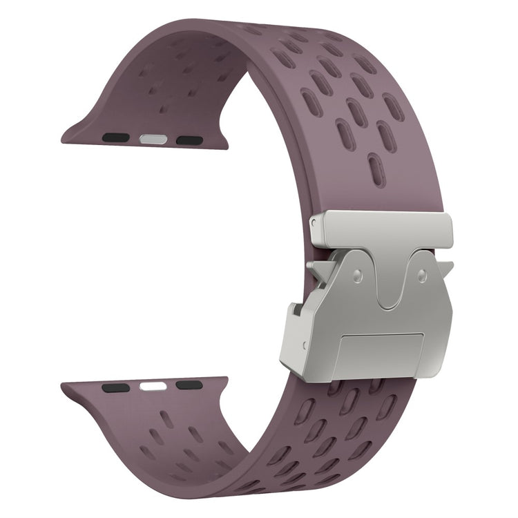 KALEBOL Silicone Band Apple Watch Series 10 46mm Hollow Strap with Silver Buckle - Purple#serie_12