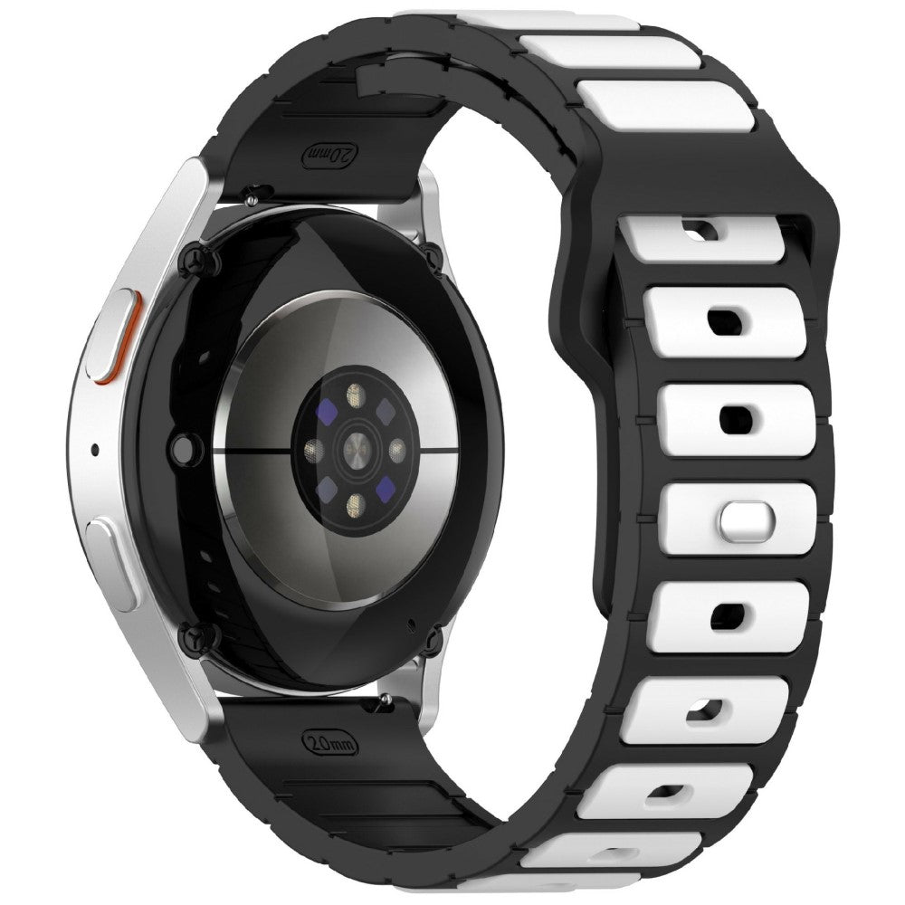 KALEBOL 20mm Dual Color Silicone Strap Samsung Galaxy Watch6 Classic 47mm / 43mm / Huawei Watch GT 3 Pro 43mm Watch Band - Black+White#serie_1