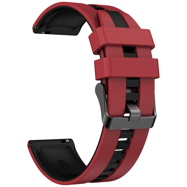 KALEBOL 20mm Dual Color Silicone Strap Samsung Galaxy Watch6 Classic 47mm / 43mm / Huawei Watch GT 3 Pro 43mm Watch Band - Dark Red+Black#serie_2