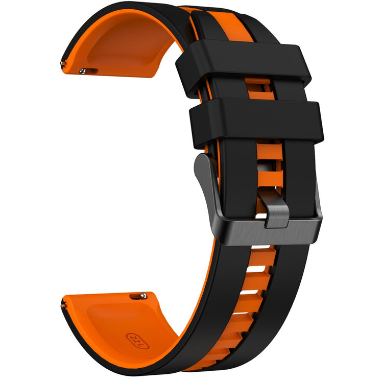 KALEBOL 20mm Dual Color Silicone Strap Samsung Galaxy Watch6 Classic 47mm / 43mm / Huawei Watch GT 3 Pro 43mm Watch Band - Black+Orange#serie_5