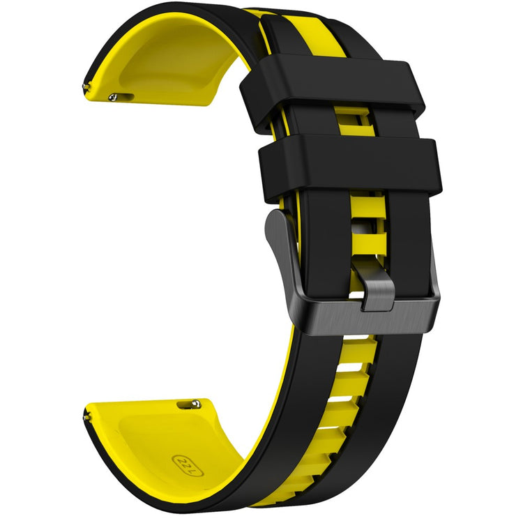 KALEBOL 20mm Dual Color Silicone Strap Samsung Galaxy Watch6 Classic 47mm / 43mm / Huawei Watch GT 3 Pro 43mm Watch Band - Black+Yellow#serie_9