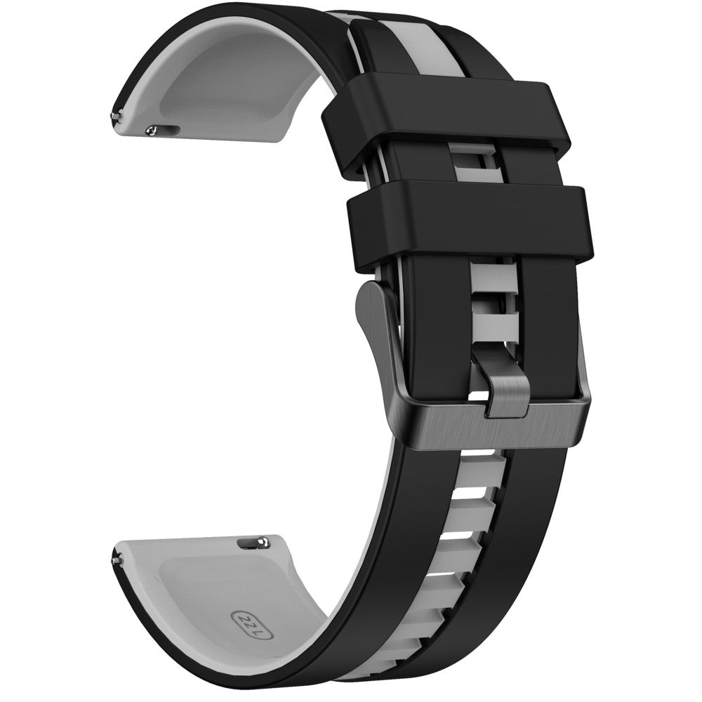 KALEBOL 20mm Dual Color Silicone Strap Samsung Galaxy Watch6 Classic 47mm / 43mm / Huawei Watch GT 3 Pro 43mm Watch Band - Black+Grey#serie_10