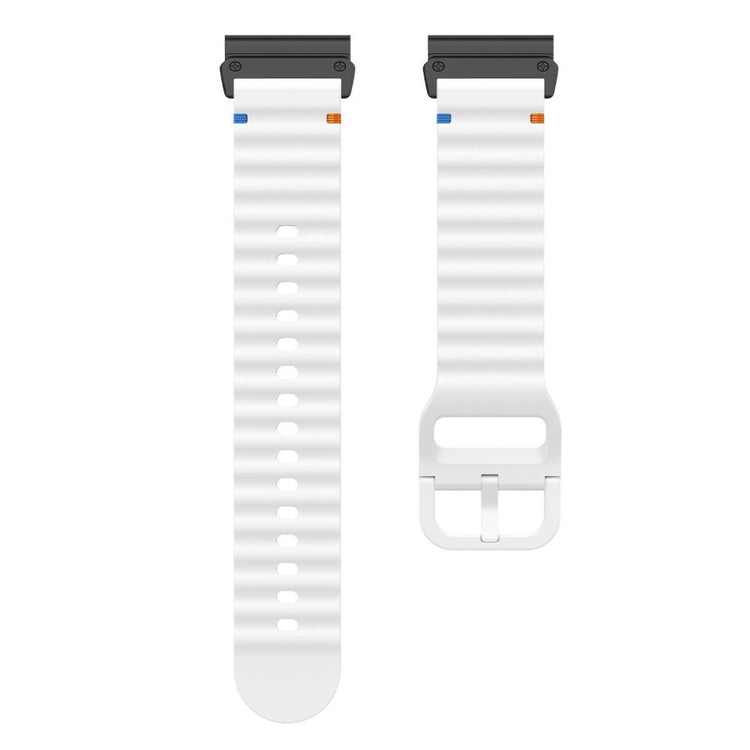 Watch Band Garmin Fenix 8 51mm Quick Release Wavy Texture Silicone Strap with Black Connector - White#serie_4