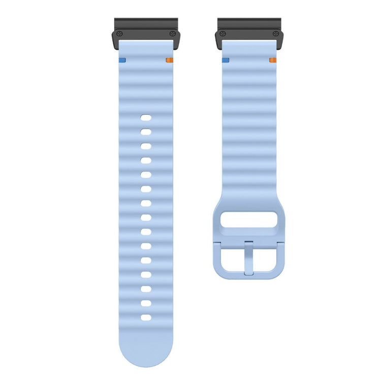 Watch Band Garmin Fenix 8 51mm Quick Release Wavy Texture Silicone Strap with Black Connector - Baby Blue#serie_5