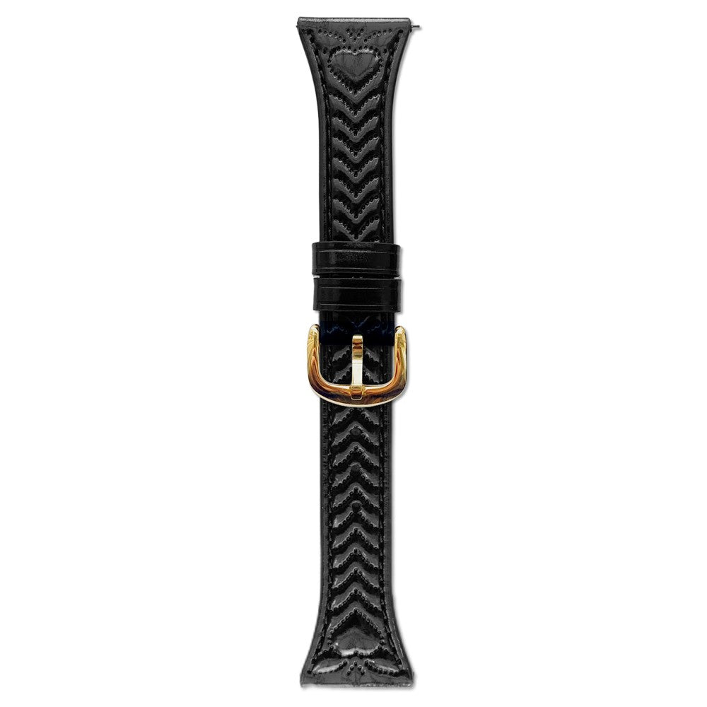 22mm Watch Band Huawei Watch GT 5 Pro Heart Pattern Embossed Genuine Leather Strap - Black#serie_2