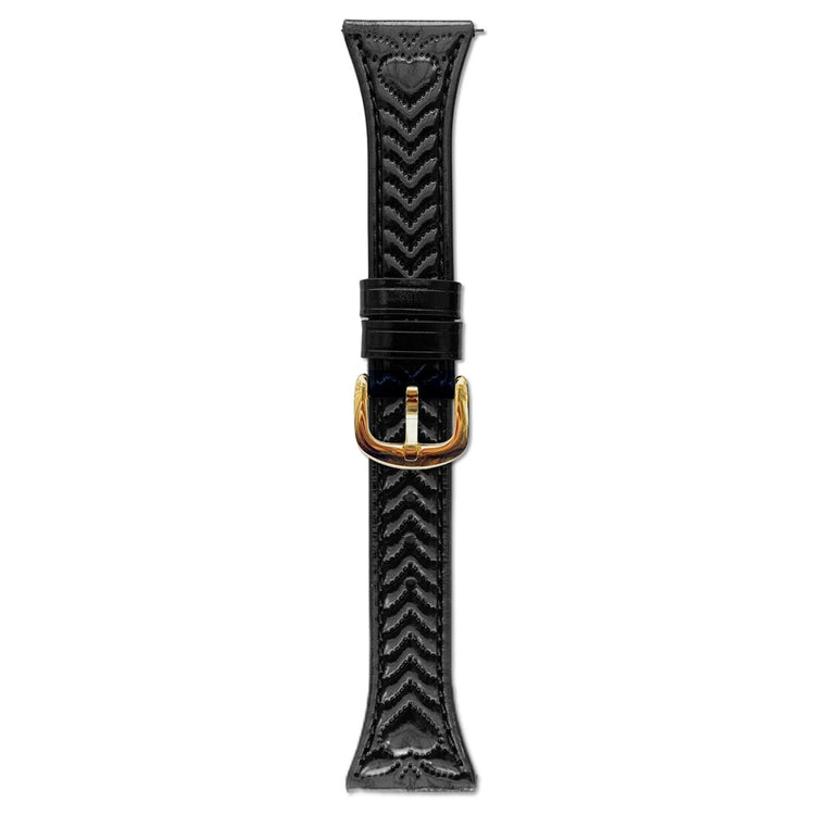 22mm Watch Band Huawei Watch GT 5 Pro Heart Pattern Embossed Genuine Leather Strap - Black#serie_2