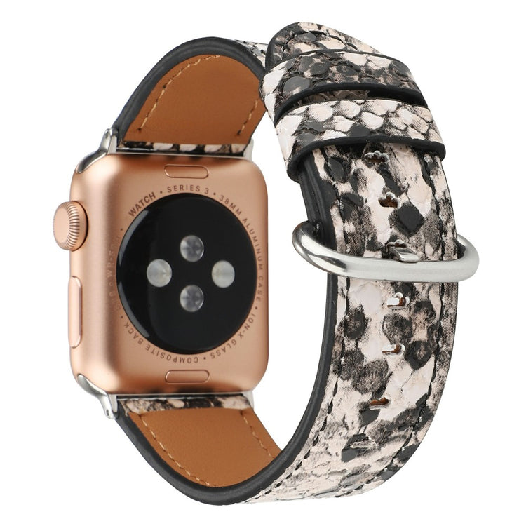 Leather Watch Strap Apple Watch Series 49mm - 45mm - 44mm - 42mm Snakeskin Print Wrist Band - Light Pink#serie_2