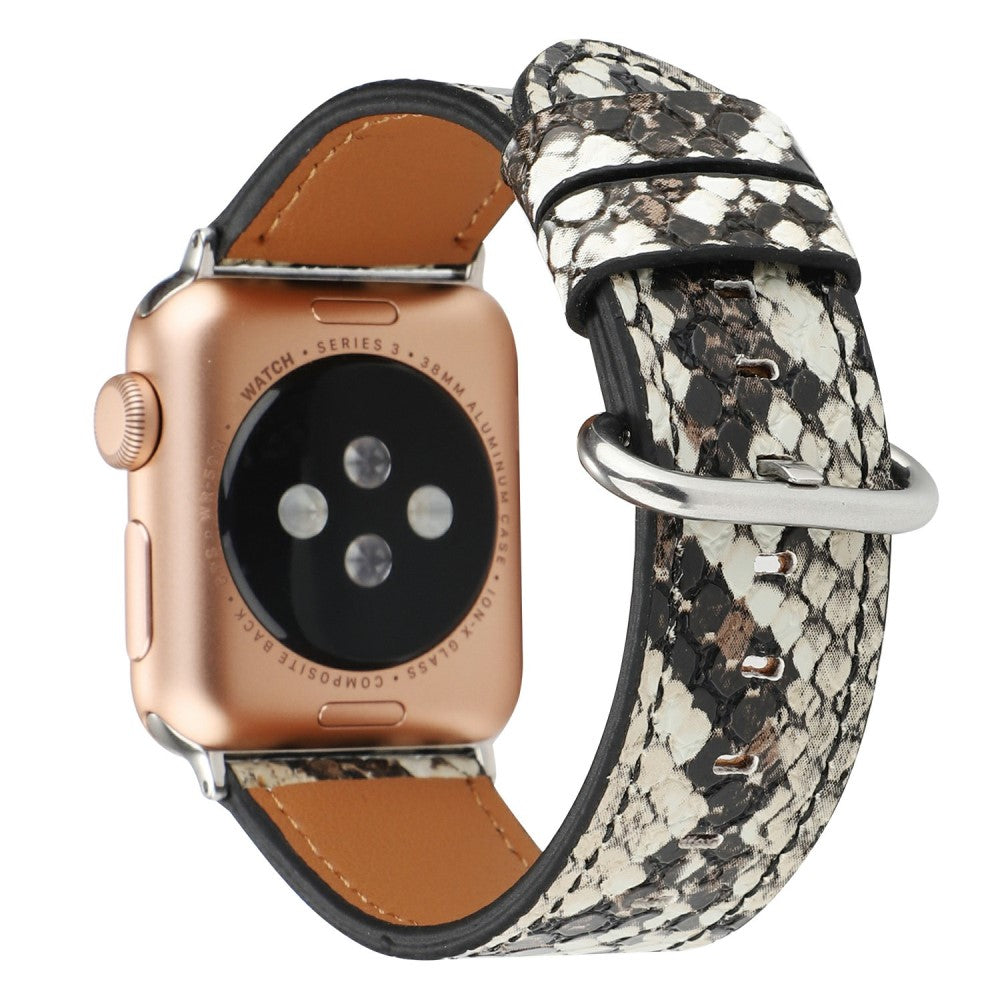 Leather Watch Strap Apple Watch Series 49mm - 45mm - 44mm - 42mm Snakeskin Print Wrist Band - Grey#serie_3