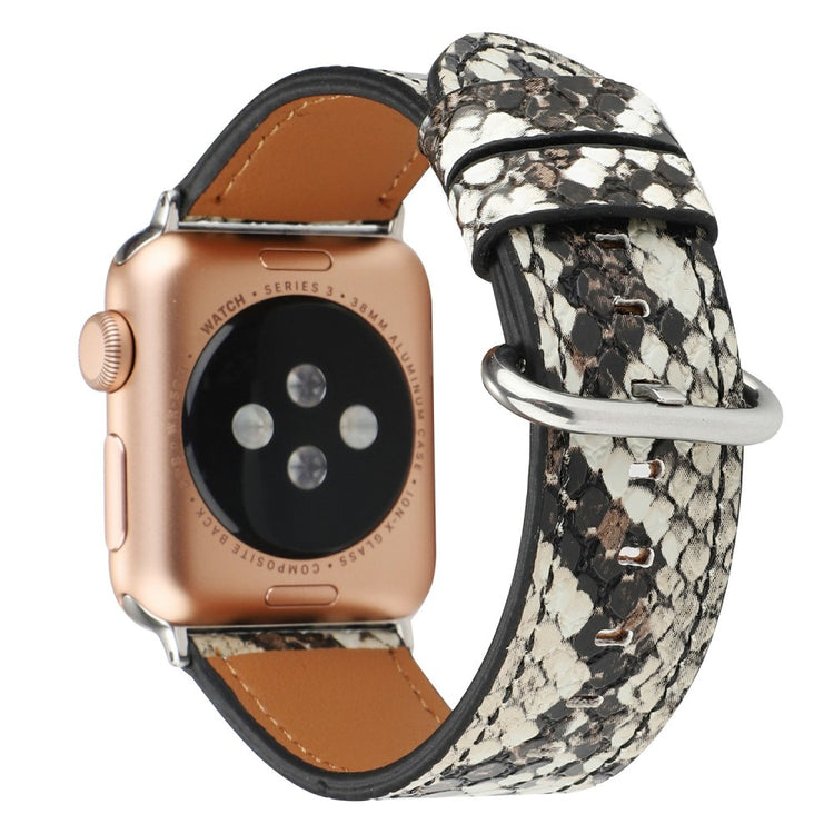 Leather Watch Strap Apple Watch Series 49mm - 45mm - 44mm - 42mm Snakeskin Print Wrist Band - Grey#serie_3