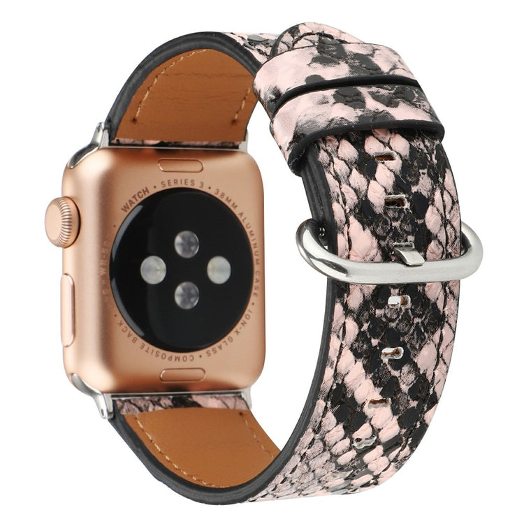 Leather Watch Strap Apple Watch Series 49mm - 45mm - 44mm - 42mm Snakeskin Print Wrist Band - Pink#serie_6