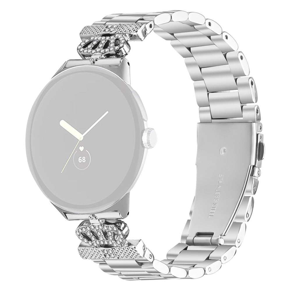 Google Pixel Watch 2 / Watch Stainless Steel Strap Crown Shape Rhinestone Decor Silver Watch Band#serie_1