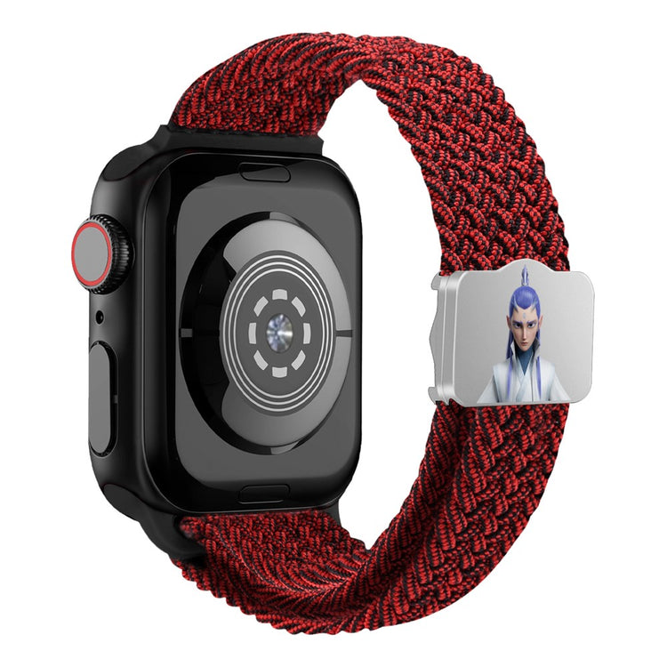 Watch Strap Apple Watch Series 49mm - 45mm - 44mm - 42mm Ne Zha UV Printed Nylon Band - Black+Red / Ao Bing#serie_4