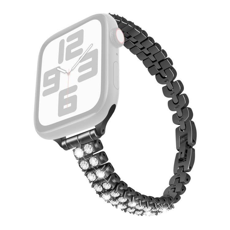 Watch Strap Apple Watch Series 49mm - 45mm - 44mm - 42mm Rhinestone Decor Alloy Bracelet Wrist Band - Black#serie_1