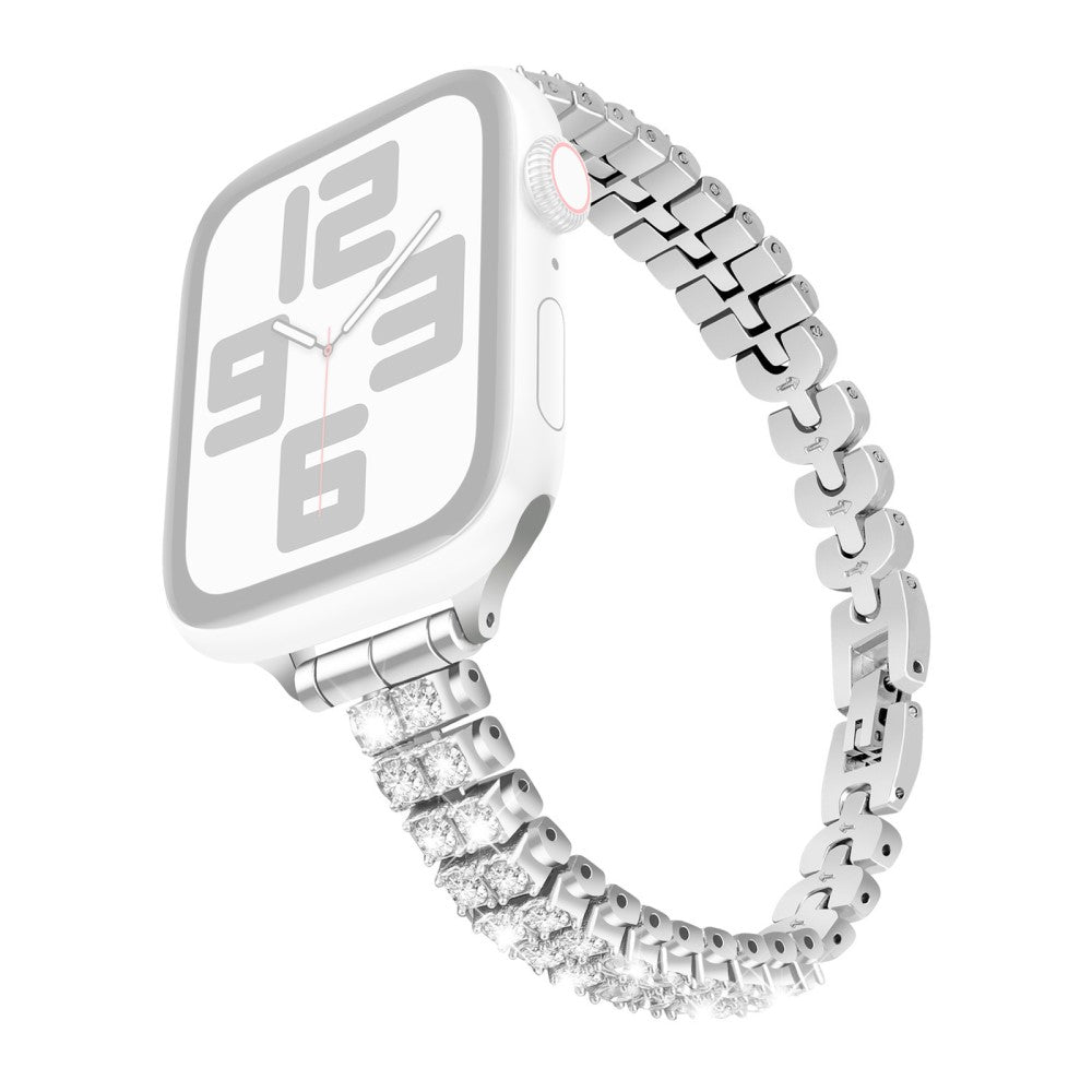 Watch Strap Apple Watch Series 49mm - 45mm - 44mm - 42mm Rhinestone Decor Alloy Bracelet Wrist Band - Silver#serie_3