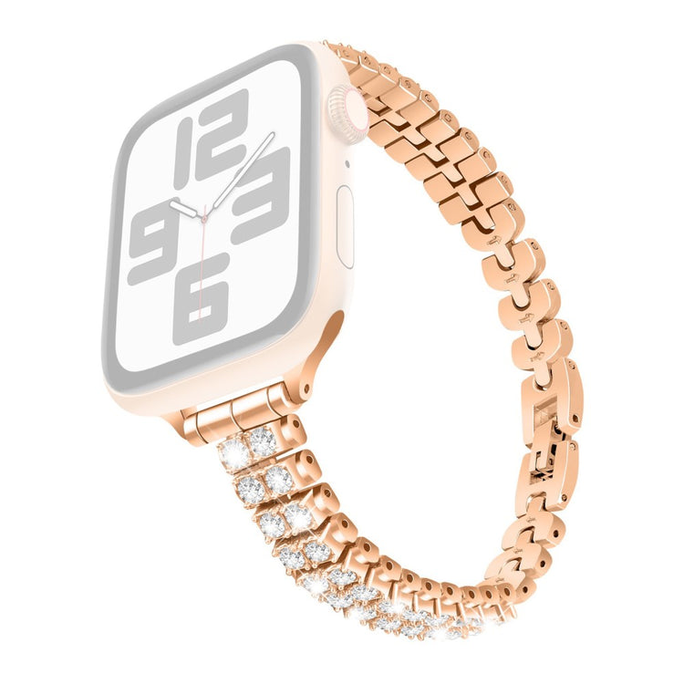 Watch Strap Apple Watch Series 49mm - 45mm - 44mm - 42mm Rhinestone Decor Alloy Bracelet Wrist Band - Rose Gold#serie_5