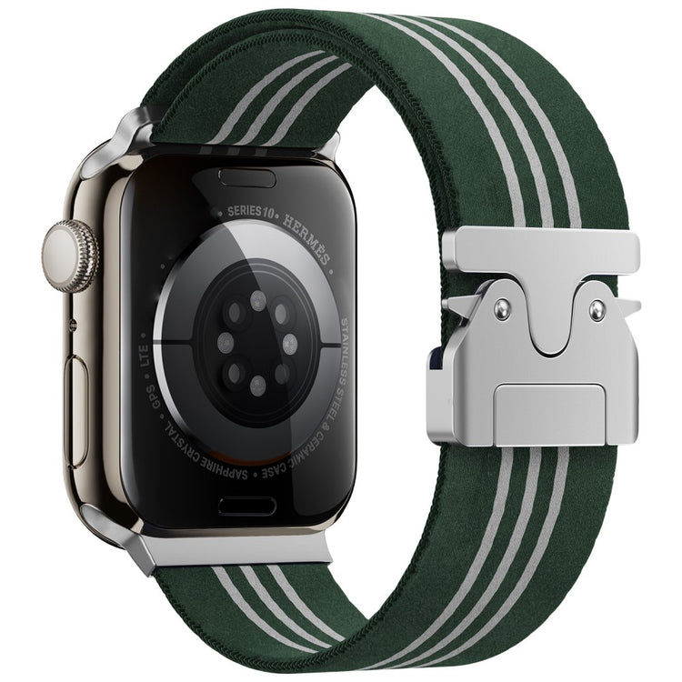Watch Band Apple Watch Series 41mm - 40mm - 38mm 3-Stripe Parachute Buckle Nylon Strap - Green+White#serie_5