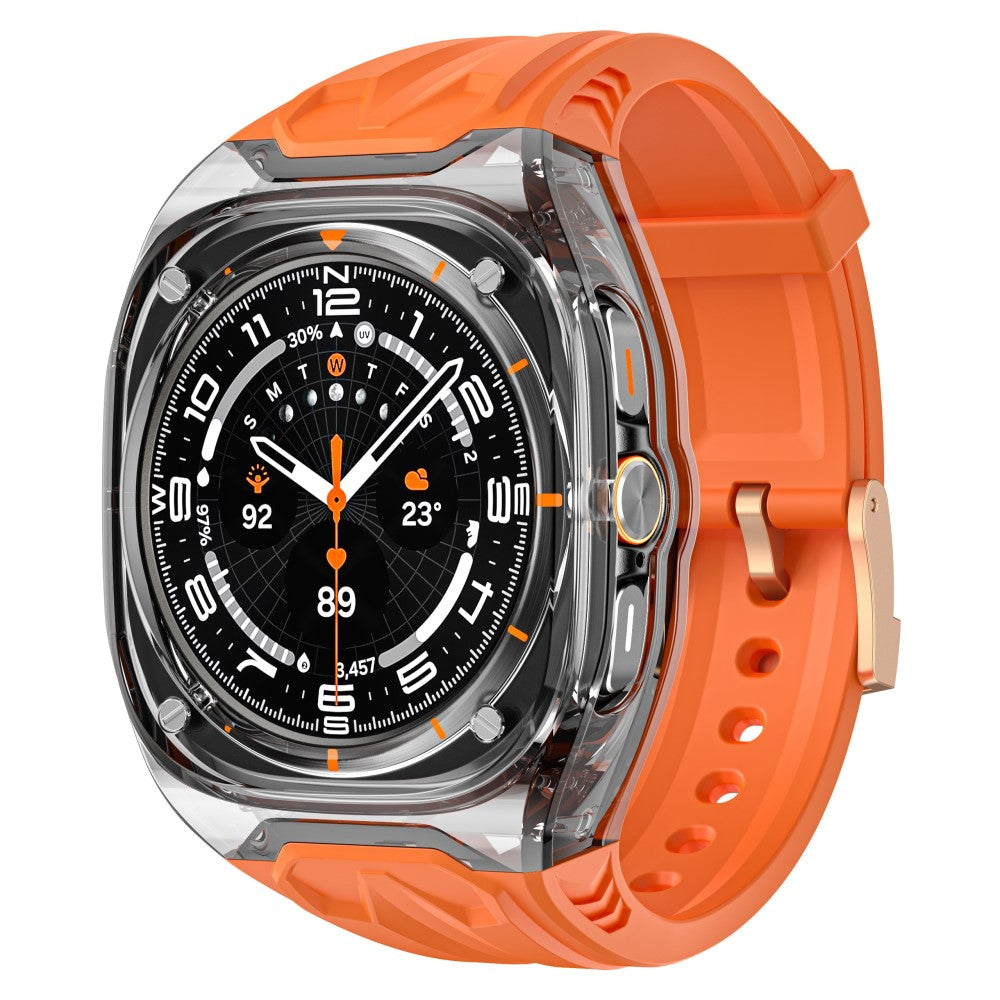 Replacement Strap Apple Watch Series 10 42mm Flexible Watch Band with Bump Resistant Case - Orange Clear Black#serie_1