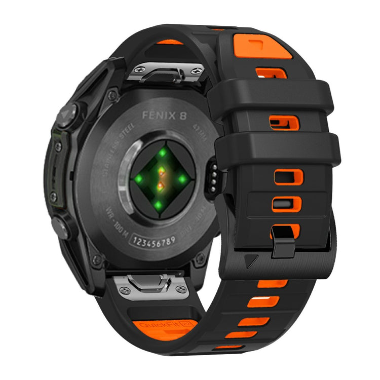 26mm Watch Band Garmin Fenix 8 51mm / Instinct 2X / Fenix 7X / Enduro 2 , Dual Color Silicone Replacement Strap - Black + Orange#serie_6