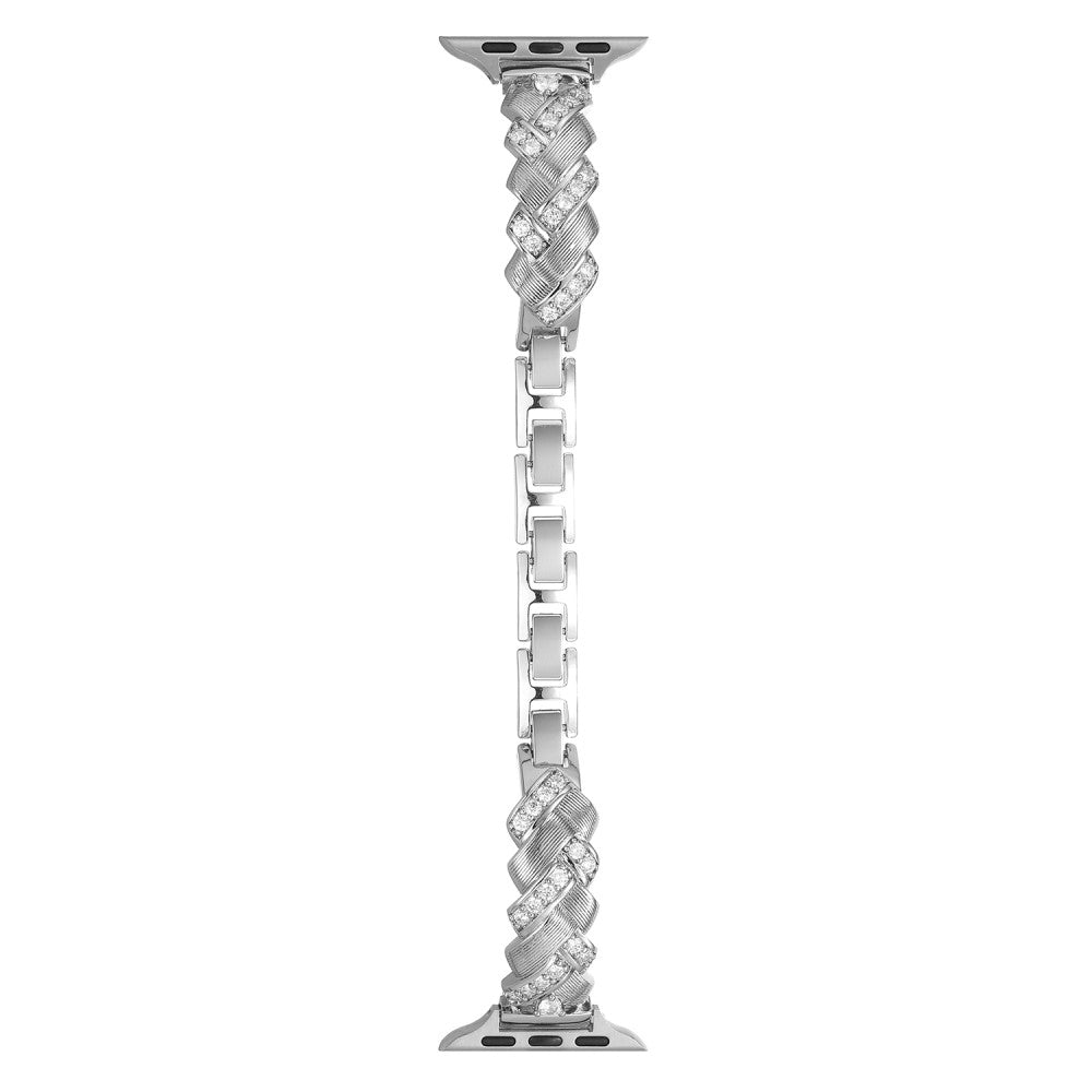 Copper Watch Strap Apple Watch Series 41mm - 40mm - 38mm Wheat Ear Zircon Bracelet Band - Silver#serie_3