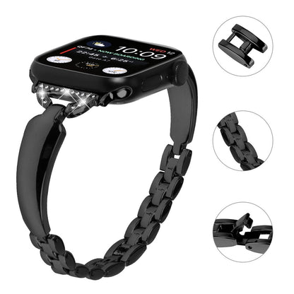 Cool Metal Og Rhinsten Universal Rem passer til Apple Smartwatch - Sort#serie_1