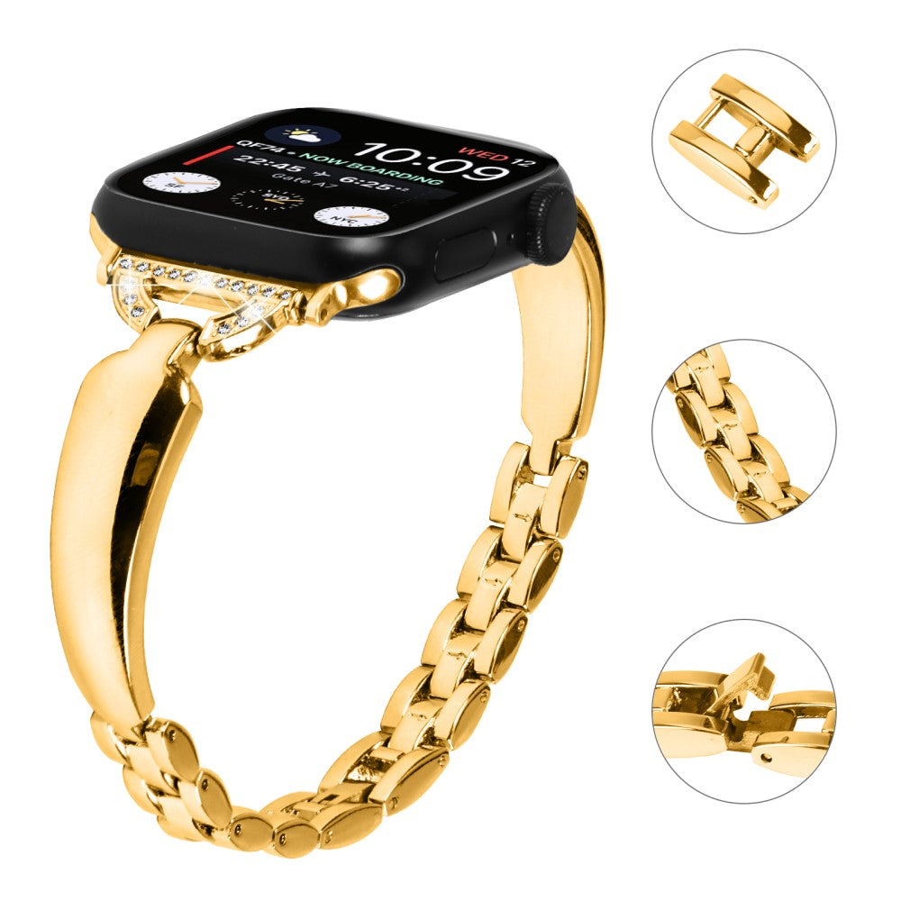 Cool Metal Og Rhinsten Universal Rem passer til Apple Smartwatch - Guld#serie_2