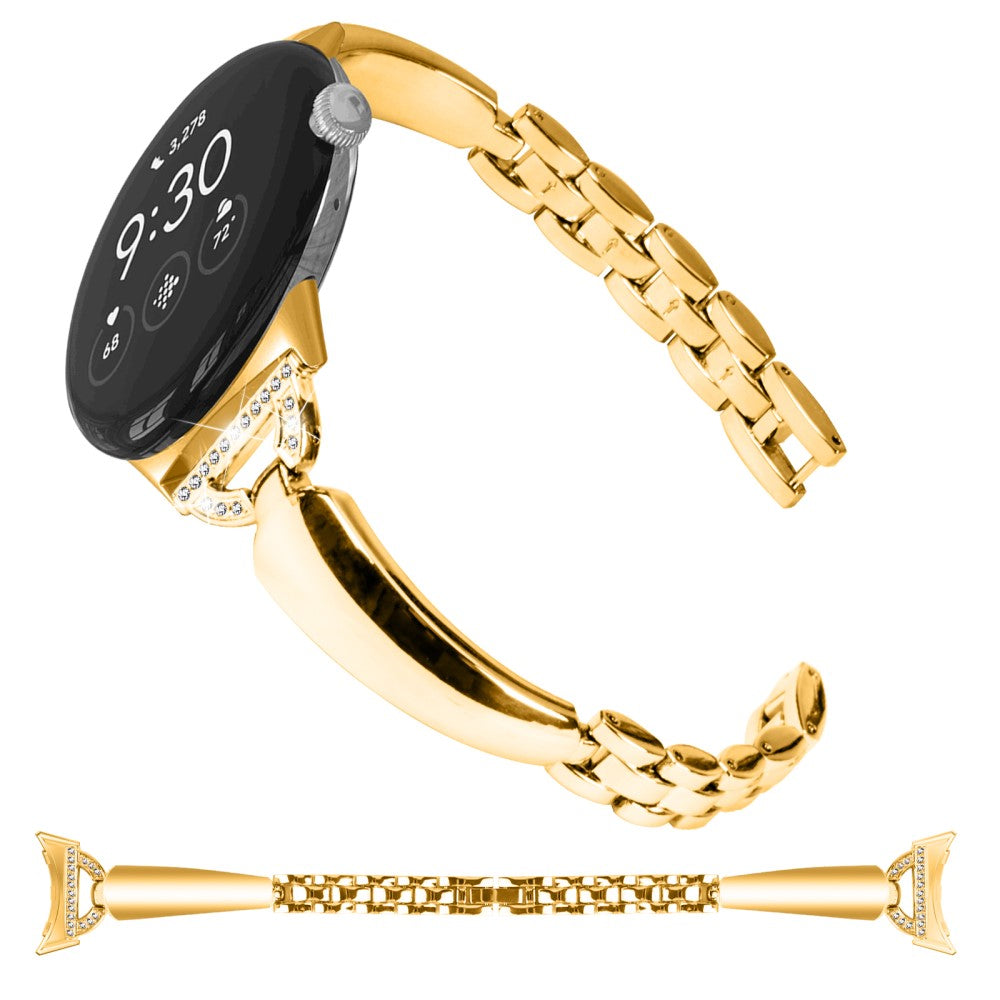 Meget Kønt Metal Og Rhinsten Rem passer til Google Pixel Watch - Guld#serie_2