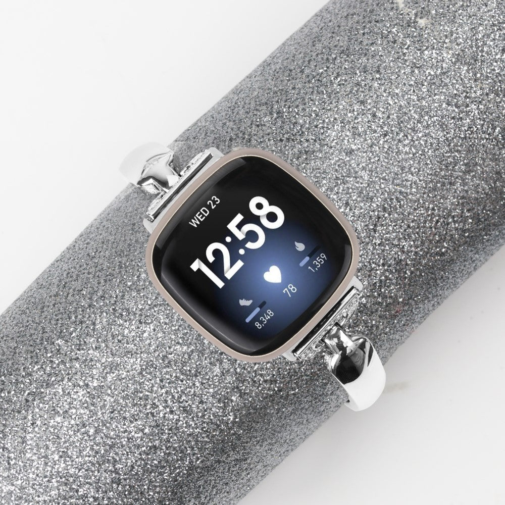 Metal Og Rhinsten Universal Rem passer til Fitbit Sense 1 / Fitbit Versa 3 - Sølv#serie_4