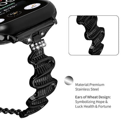 Tidsløst Metal Og Rhinsten Universal Rem passer til Apple Smartwatch - Sort#serie_1