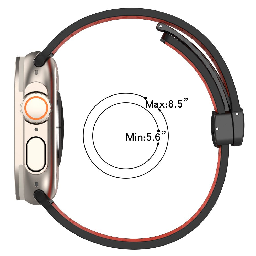 Magnetic Watch Bands Apple Watch Universal 49mm/45mm/44mm/42mm Dual-color Silicone Strap - Red+Black#serie_9