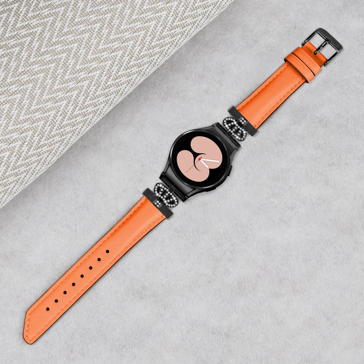 Fed Kunstlæder Og Rhinsten Universal Rem passer til Samsung Smartwatch - Orange#serie_2