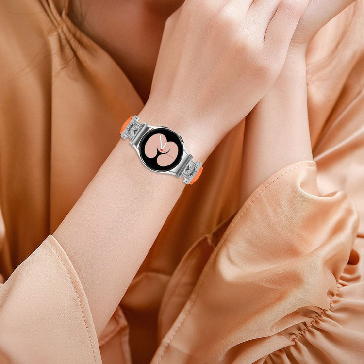 Fed Kunstlæder Og Rhinsten Universal Rem passer til Samsung Smartwatch - Orange#serie_2