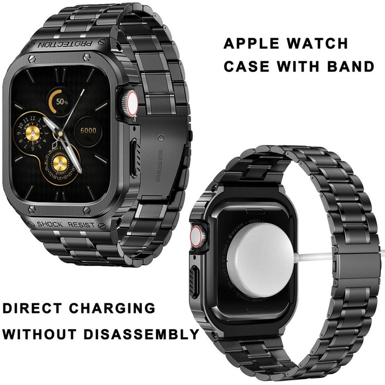 Mega Sejt Metal Universal Rem passer til Apple Smartwatch - Sort#serie_1