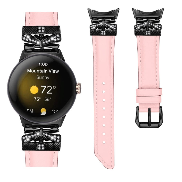 Kunstlæder Og Rhinsten Universal Rem passer til Google Pixel Watch 2 / Google Pixel Watch - Pink#serie_3