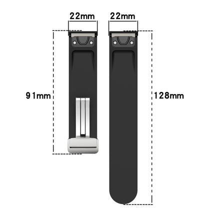 Huawei Watch GT 4 46mm / Samsung Galaxy Watch3 45mm / Garmin Venu 3 22mm Silicone Watch Strap Magnetic Silver Buckle Band - Dark Blue#serie_6