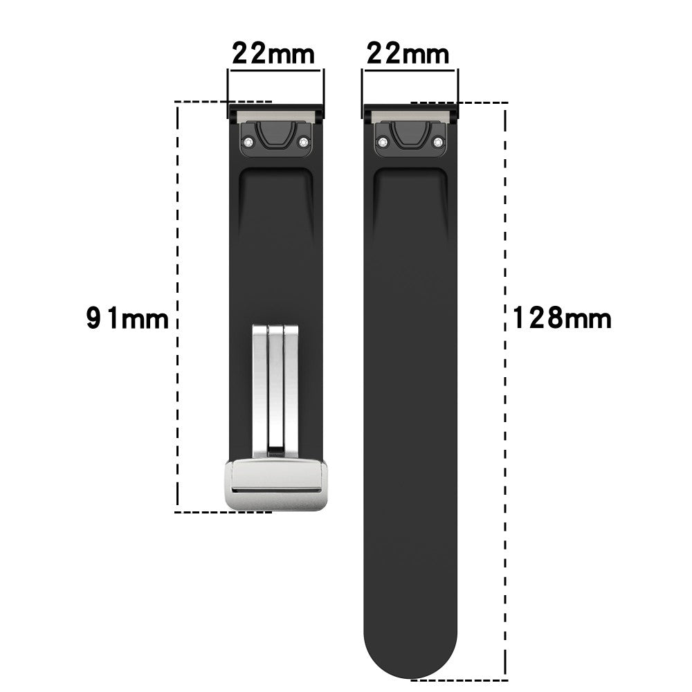 Huawei Watch GT 4 46mm / Samsung Galaxy Watch3 45mm / Garmin Venu 3 22mm Silicone Watch Strap Magnetic Silver Buckle Band - Wine Red#serie_8