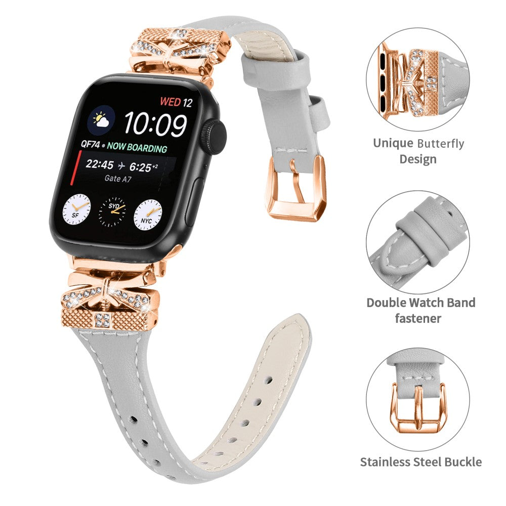 Stilfuld Kunstlæder Universal Rem passer til Apple Smartwatch - Sølv#serie_5