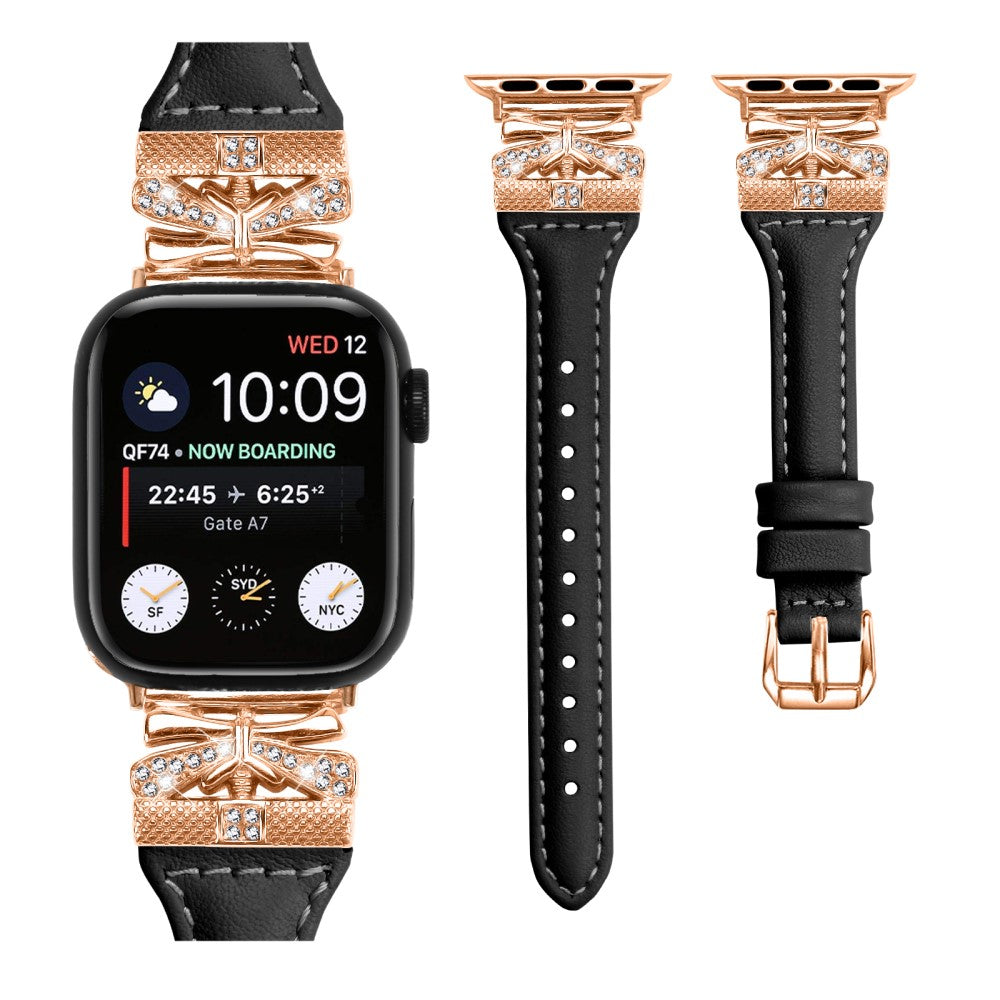 Stilfuld Kunstlæder Universal Rem passer til Apple Smartwatch - Sort#serie_6