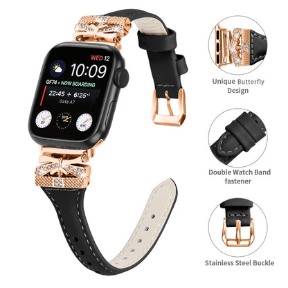 Stilfuld Kunstlæder Universal Rem passer til Apple Smartwatch - Sort#serie_6