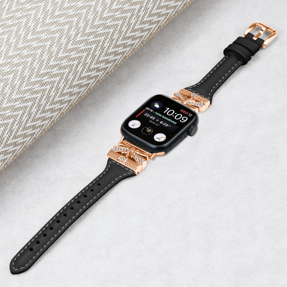 Stilfuld Kunstlæder Universal Rem passer til Apple Smartwatch - Sort#serie_6